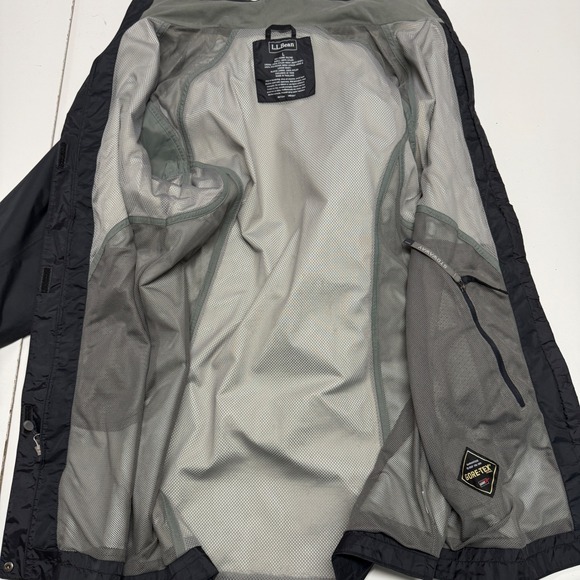 LL Bean Rain Jacket Womens Large Black Gore Tex Black Hooded Waterproof - Picture 8 of 12